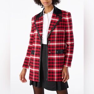 NWOT Karl Lagerfeld Red and Black Plaid Blazer